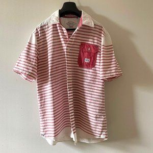 3/$15 Parish Men's 2XL Button Shirt Short Sleeve Striped Casual Hand Crafted 2XL